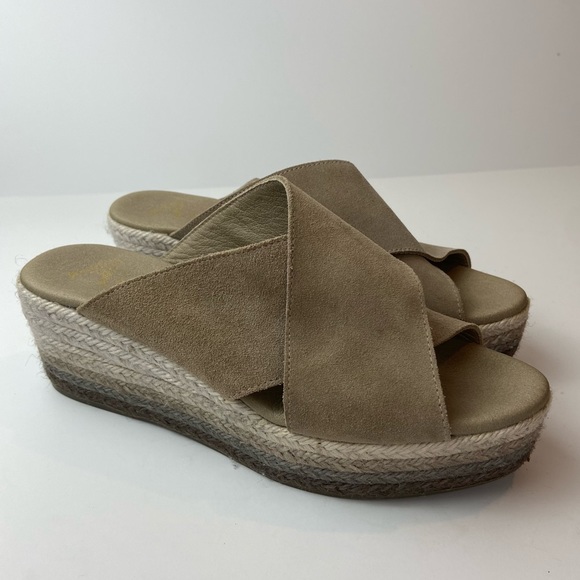 Paseart Shoes - Paseart Size 39 US 8.5 Ombre Woven Heel Espadrille Suede Strap Wedge Sandals